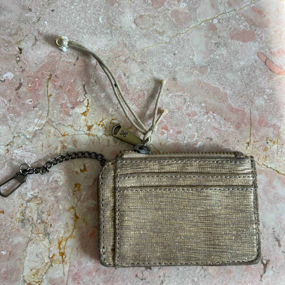 HOBO Kai Card Holder Case Gold Metallic Leather - Picture 2 of 11